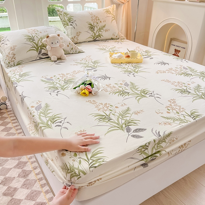 91家纺网 家纺一手货源 找家纺 绵庭家纺 2023新款12868系列全棉小清新印花单床笠 清风絮语