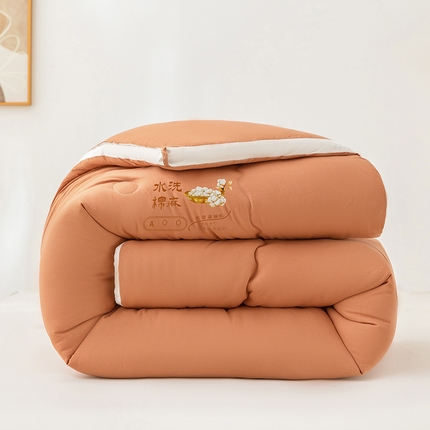 91家纺网 家纺一手货源 找家纺 蓝冰家纺 2023新款A类水洗棉麻立体大豆被 蜜雅-橘