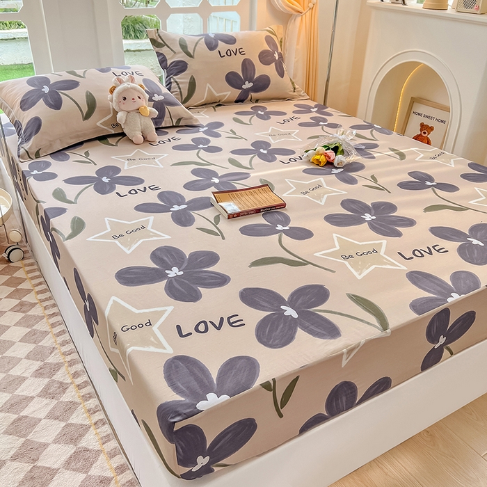 91家纺网 家纺一手货源 找家纺 绵庭家纺 2023新款12868系列全棉小清新印花单床笠 雅卉