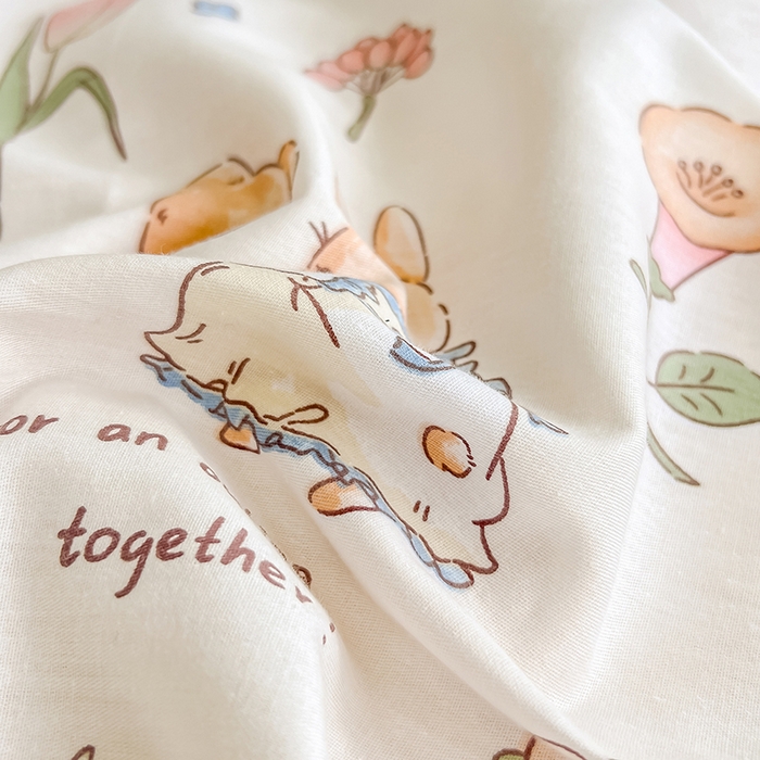 91家纺网 家纺一手货源 找家纺 绵庭家纺 2023新款12868系列全棉小清新印花单被套 波比兔