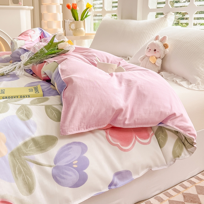 91家纺网 家纺一手货源 找家纺 绵庭家纺 2023新款12868系列全棉小清新印花单被套 初晴花语