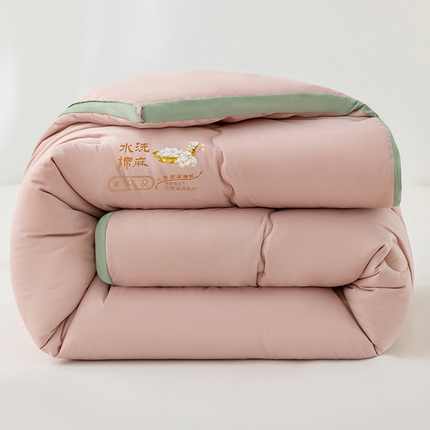 蓝冰家纺 2023新款A类水洗棉麻立体大豆被 蜜雅-豆沙