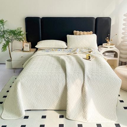 恋绒家纺 2025新款高克重240克宝宝绒床盖一面绒一面棉床罩 奶油白