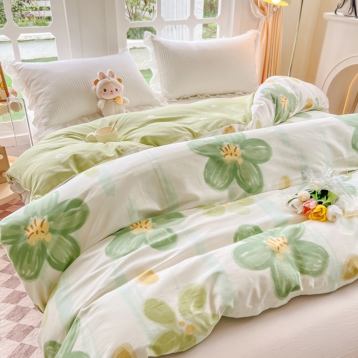 91家纺网 家纺一手货源 找家纺 绵庭家纺 2023新款12868系列全棉小清新印花单被套 半夏花语