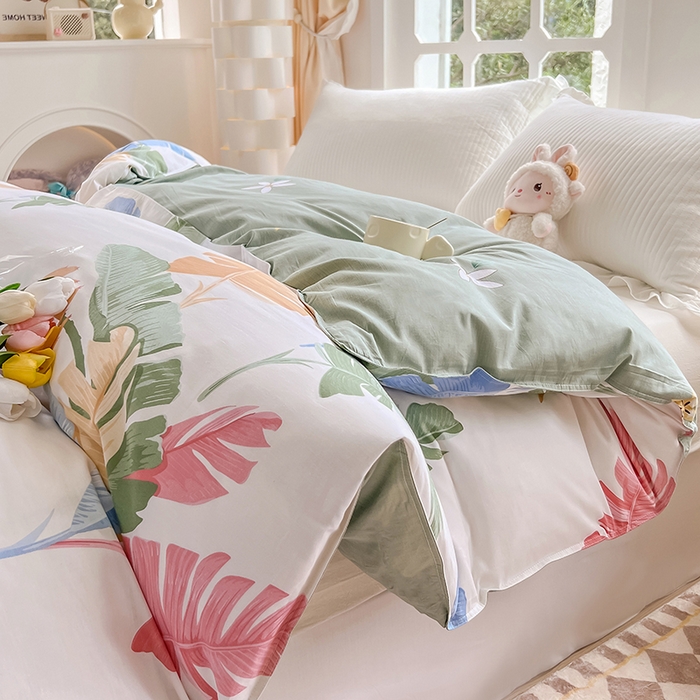 91家纺网 家纺一手货源 找家纺 绵庭家纺 2023新款12868系列全棉小清新印花单被套 梅林春晓