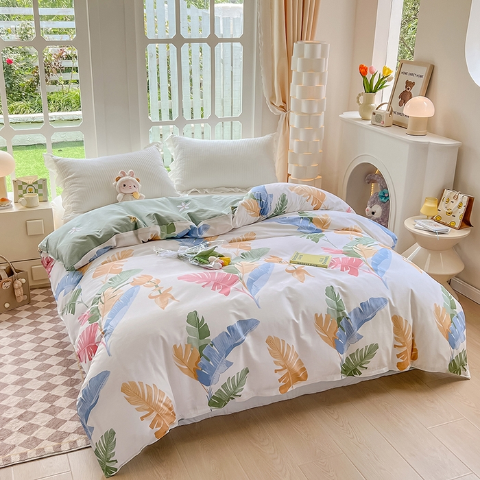 91家纺网 家纺一手货源 找家纺 绵庭家纺 2023新款12868系列全棉小清新印花单被套 梅林春晓