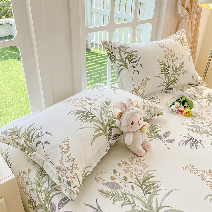 91家纺网 家纺一手货源 找家纺 绵庭家纺 2023新款12868系列全棉小清新印花单枕套 清风絮语