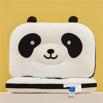 91家纺网 家纺一手货源 找家纺 （总）昕科 2025新款全棉四色卡通枕-纯棉卡通熊猫枕成人枕芯分区绣花刺绣颈椎枕头护颈枕芯直播爆款枕头