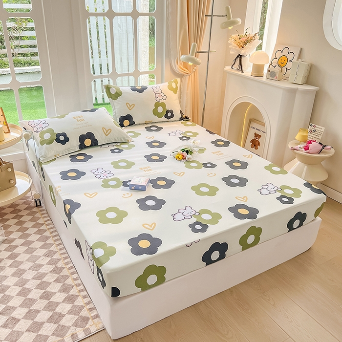 91家纺网 家纺一手货源 找家纺 绵庭家纺 2023新款12868系列全棉小清新印花单床笠 皮皮兔