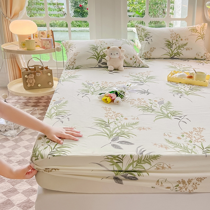 91家纺网 家纺一手货源 找家纺 绵庭家纺 2023新款12868系列全棉小清新印花单床笠 清风絮语