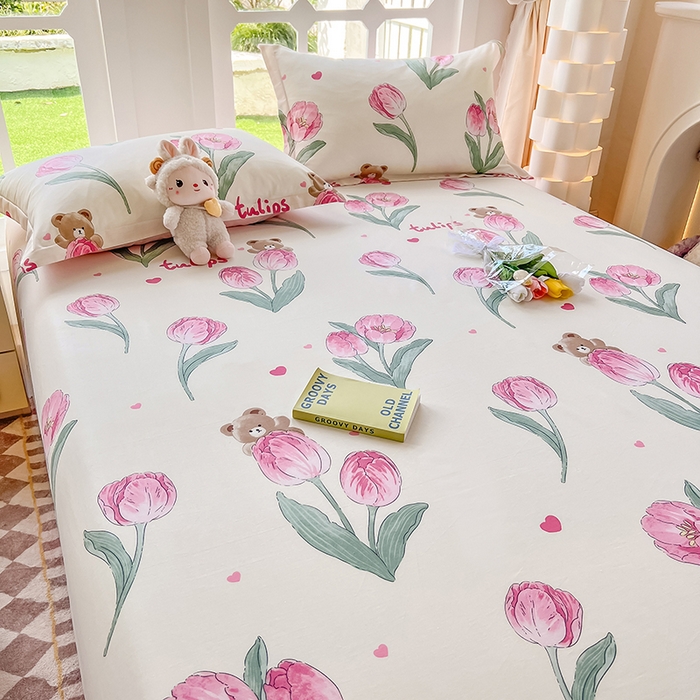 91家纺网 家纺一手货源 找家纺 绵庭家纺 2023新款12868系列全棉小清新印花单床单 茉莉幻想