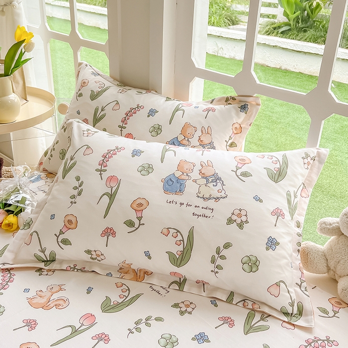 91家纺网 家纺一手货源 找家纺 绵庭家纺 2023新款12868系列全棉小清新印花单床单 波比兔