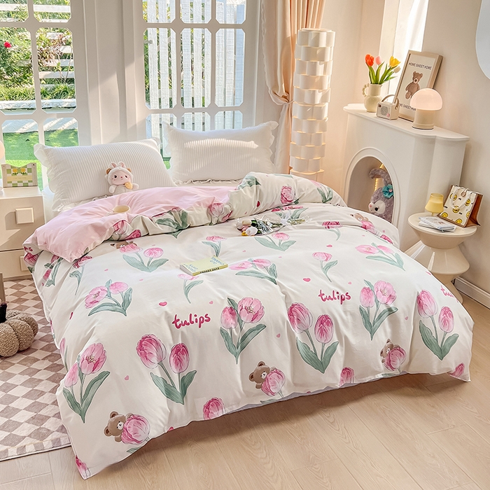 91家纺网 家纺一手货源 找家纺 绵庭家纺 2023新款12868系列全棉小清新印花单被套 茉莉幻想