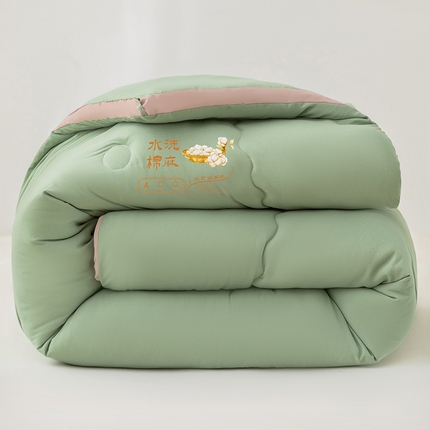 蓝冰家纺 2023新款A类水洗棉麻立体大豆被 蜜雅-绿