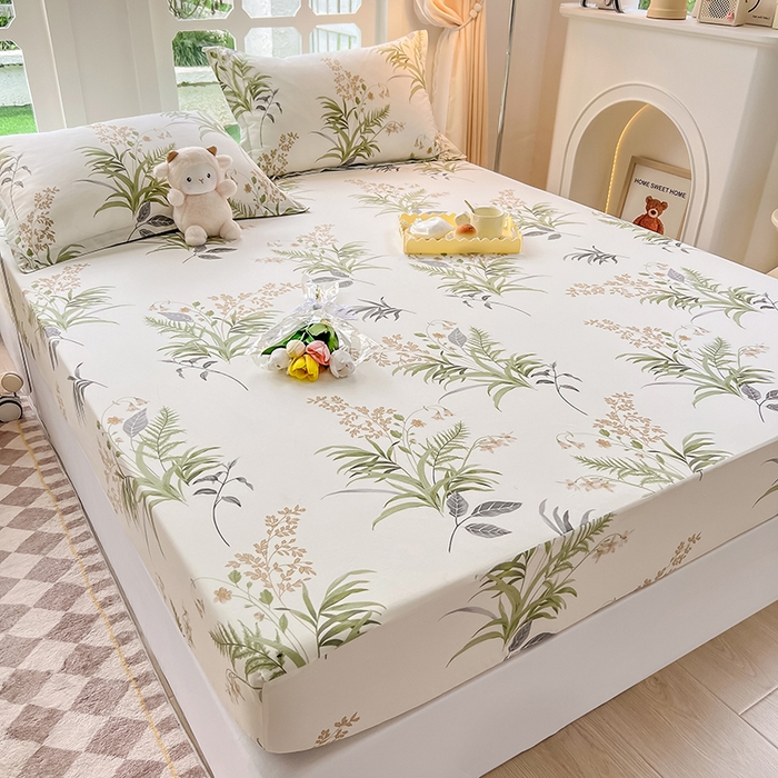 91家纺网 家纺一手货源 找家纺 绵庭家纺 2023新款12868系列全棉小清新印花单床笠 清风絮语