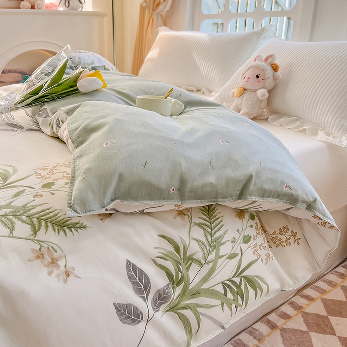 91家纺网 家纺一手货源 找家纺 绵庭家纺 2023新款12868系列全棉小清新印花单被套 清风絮语