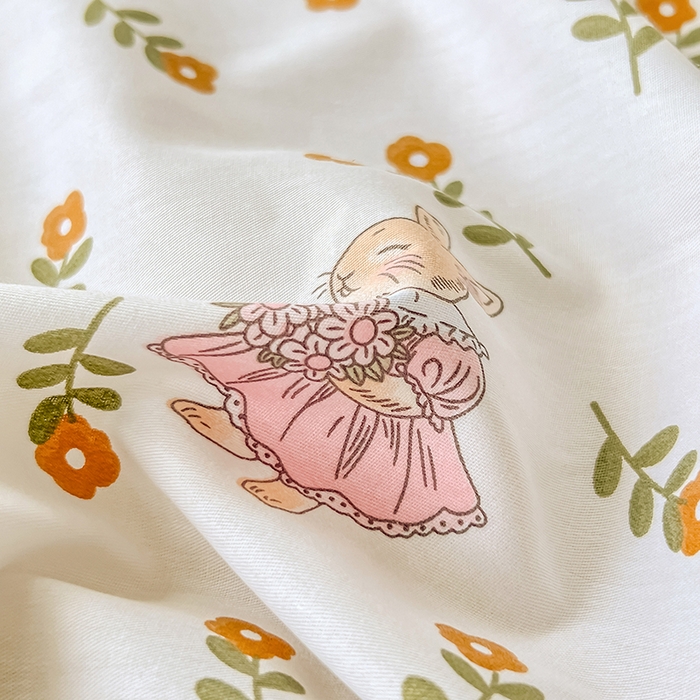 91家纺网 家纺一手货源 找家纺 绵庭家纺 2023新款12868系列全棉小清新印花单被套 香草之恋