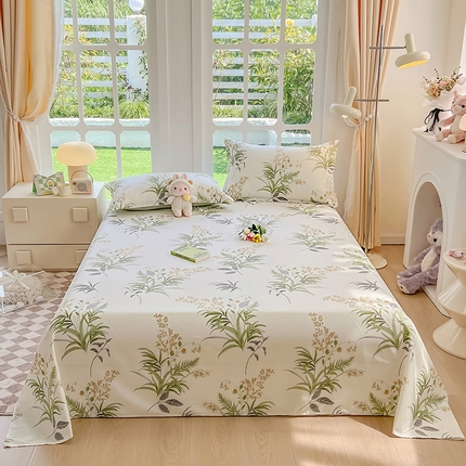 绵庭家纺 2023新款12868系列全棉小清新印花单床单 清风絮语