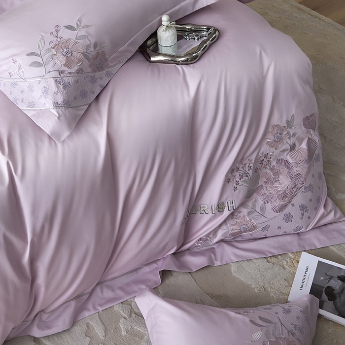 91家纺网 家纺一手货源 找家纺 （总）红番天婚庆 2025新款长绒棉全棉提花全棉绣花四件套--花间意境系列