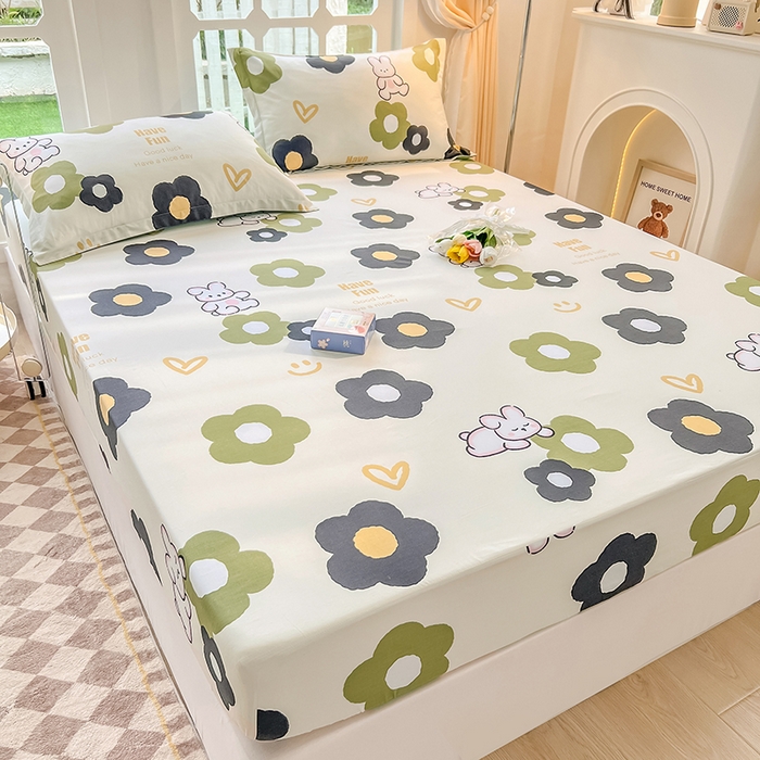 91家纺网 家纺一手货源 找家纺 绵庭家纺 2023新款12868系列全棉小清新印花单床笠 皮皮兔