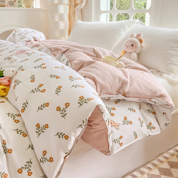 91家纺网 家纺一手货源 找家纺 绵庭家纺 2023新款12868系列全棉小清新印花单被套 香草之恋