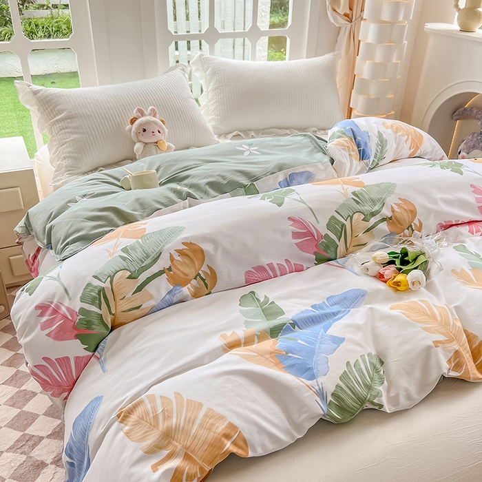 91家纺网 家纺一手货源 找家纺 绵庭家纺 2023新款12868系列全棉小清新印花单被套 梅林春晓