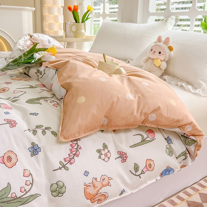 91家纺网 家纺一手货源 找家纺 绵庭家纺 2023新款12868系列全棉小清新印花单被套 波比兔