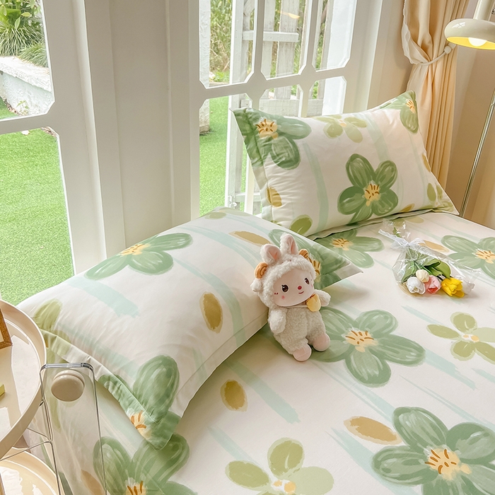 91家纺网 家纺一手货源 找家纺 绵庭家纺 2023新款12868系列全棉小清新印花单枕套 半夏花语