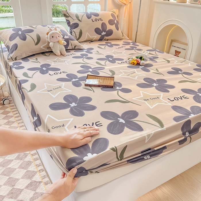 91家纺网 家纺一手货源 找家纺 绵庭家纺 2023新款12868系列全棉小清新印花单床笠 雅卉