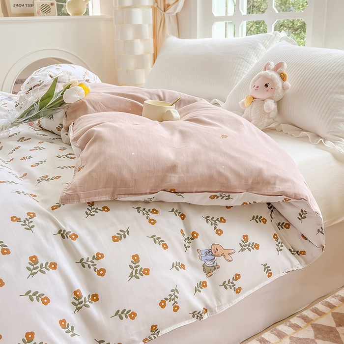 91家纺网 家纺一手货源 找家纺 绵庭家纺 2023新款12868系列全棉小清新印花单被套 香草之恋