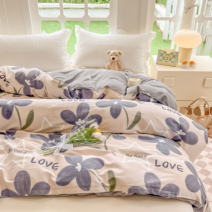 91家纺网 家纺一手货源 找家纺 绵庭家纺 2023新款12868系列全棉小清新印花单被套 雅卉