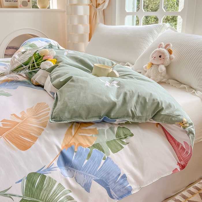 91家纺网 家纺一手货源 找家纺 绵庭家纺 2023新款12868系列全棉小清新印花单被套 梅林春晓