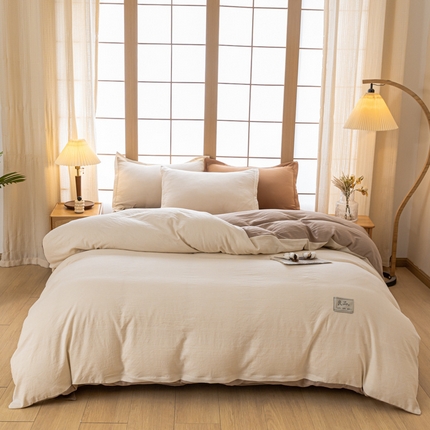 91家纺网 家纺一手货源 找家纺 （总）花满路 2023新款色织水洗棉麻无印风四件套