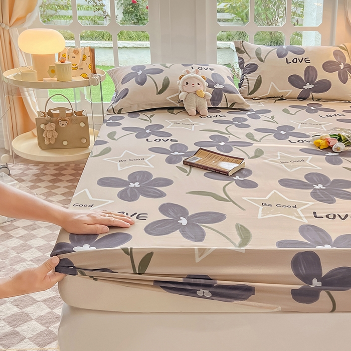 91家纺网 家纺一手货源 找家纺 绵庭家纺 2023新款12868系列全棉小清新印花单床笠 雅卉