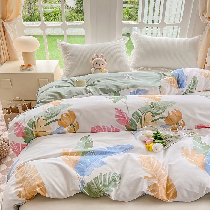 91家纺网 家纺一手货源 找家纺 绵庭家纺 2023新款12868系列全棉小清新印花单被套 梅林春晓