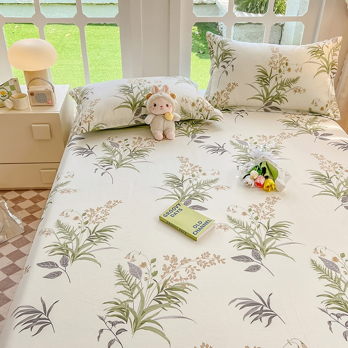 91家纺网 家纺一手货源 找家纺 绵庭家纺 2023新款12868系列全棉小清新印花单床单 清风絮语