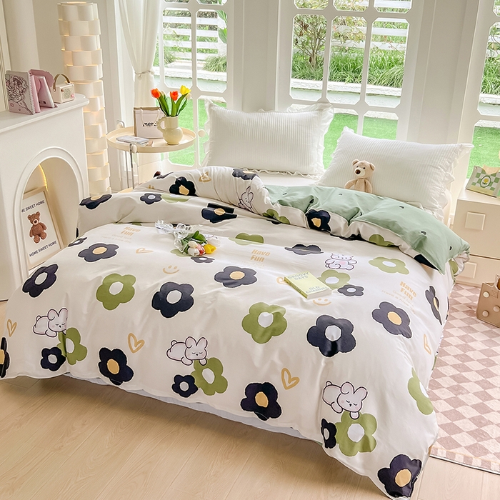 91家纺网 家纺一手货源 找家纺 绵庭家纺 2023新款12868系列全棉小清新印花单被套 皮皮兔