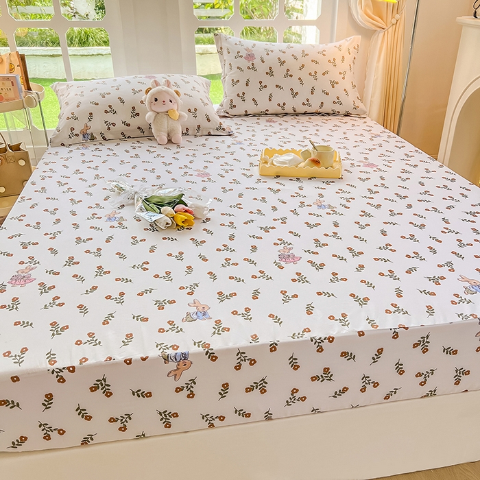 91家纺网 家纺一手货源 找家纺 绵庭家纺 2023新款12868系列全棉小清新印花单床笠 香草之恋