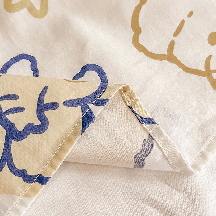 91家纺网 家纺一手货源 找家纺 绵庭家纺 2023新款12868系列全棉小清新印花单床单 可爱小象