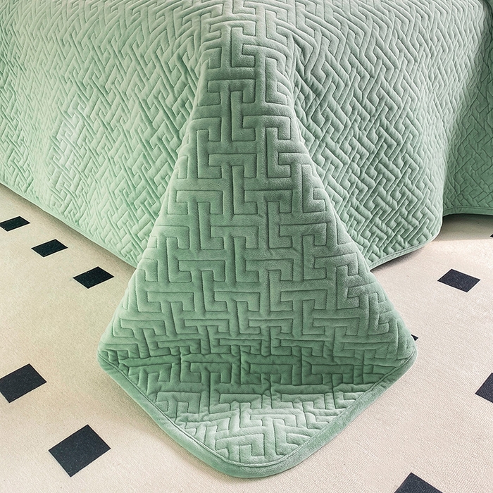 91家纺网 家纺一手货源 找家纺 恋绒家纺 2025新款高克重240克宝宝绒床盖一面绒一面棉床罩 薄荷绿