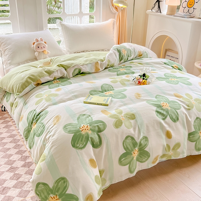 91家纺网 家纺一手货源 找家纺 绵庭家纺 2023新款12868系列全棉小清新印花单被套 半夏花语