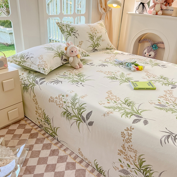 91家纺网 家纺一手货源 找家纺 绵庭家纺 2023新款12868系列全棉小清新印花单床单 清风絮语