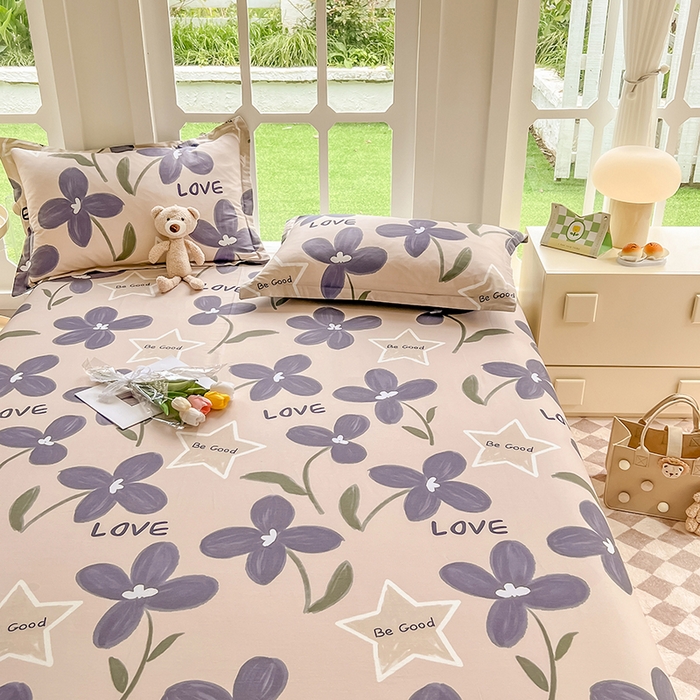 91家纺网 家纺一手货源 找家纺 绵庭家纺 2023新款12868系列全棉小清新印花单床单 雅卉