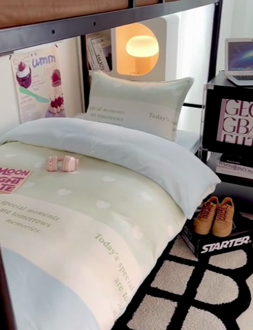 91家纺网 家纺一手货源 找家纺 川悦生活 2023新款高克重宿舍牛奶绒三件套四件套 美好生活