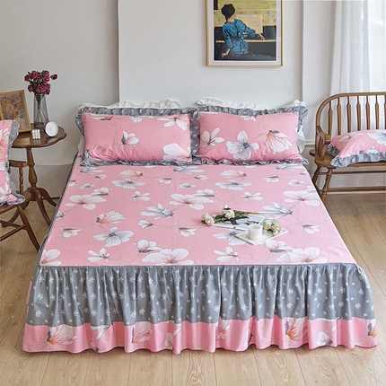 91家纺网 家纺一手货源 找家纺 （总）爱妮玖玖家纺 2023新款全棉40s春夏床裙单品：春暖床裙