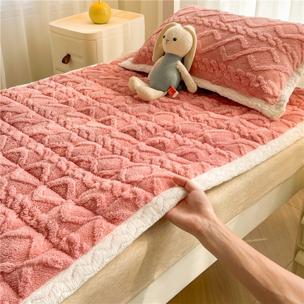 91家纺网 家纺一手货源 找家纺 喜居 2023新款塔芙绒床垫薄床垫子床褥子床护垫 豆沙粉