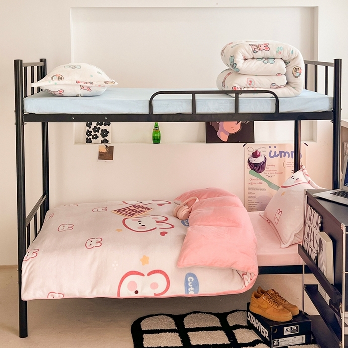 91家纺网 家纺一手货源 找家纺 （总）川悦生活 2023新款高克重宿舍牛奶绒三件套四件套