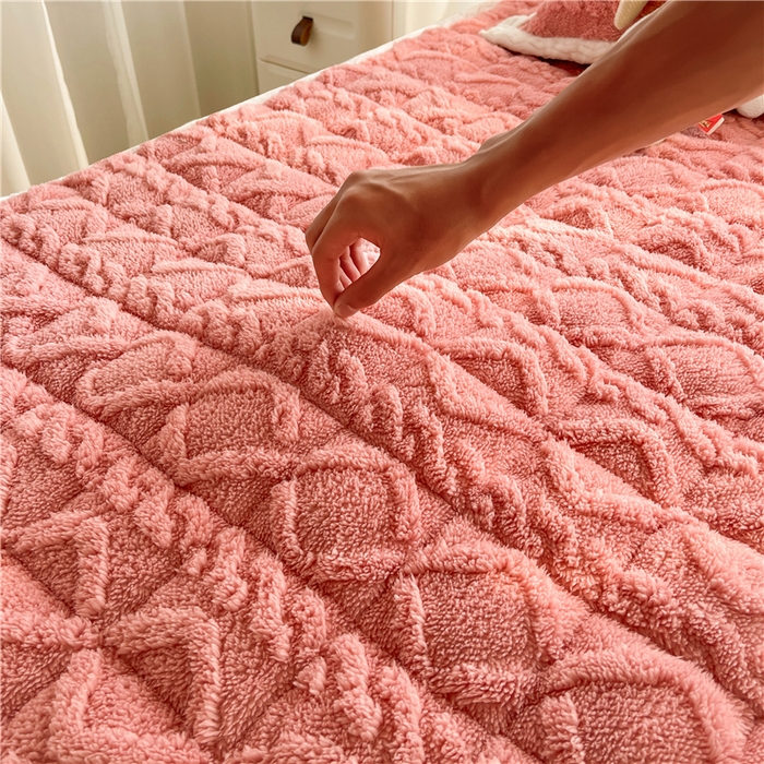 91家纺网 家纺一手货源 找家纺 喜居 2023新款塔芙绒床垫薄床垫子床褥子床护垫 豆沙粉