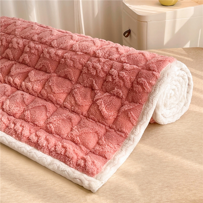 91家纺网 家纺一手货源 找家纺 喜居 2023新款塔芙绒床垫薄床垫子床褥子床护垫 豆沙粉