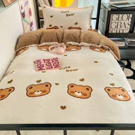 91家纺网 家纺一手货源 找家纺 （总）川悦生活 2023新款高克重宿舍牛奶绒三件套四件套